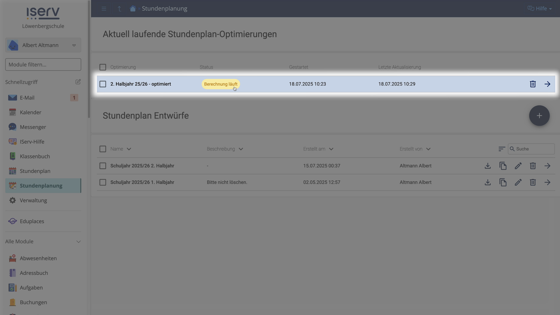 Optimierung im Hintergrund