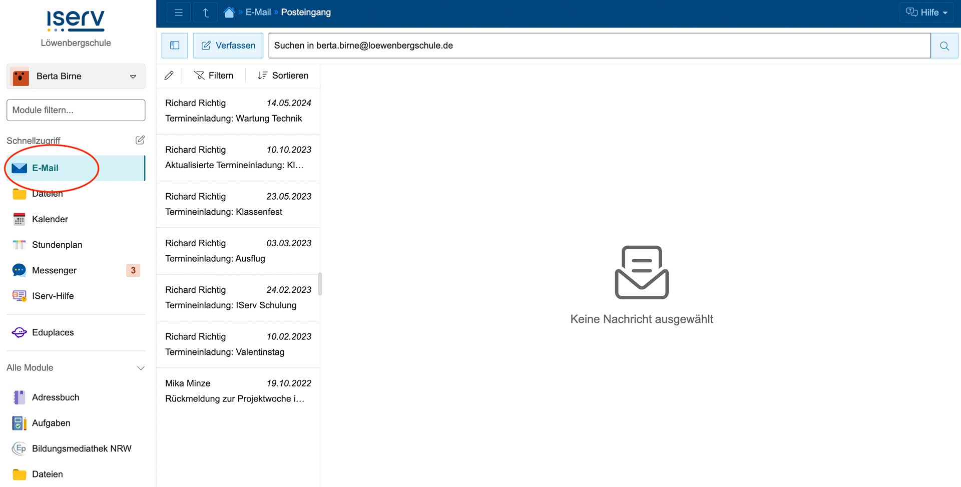 2. Wählen Sie das E-Mail-Modul.
